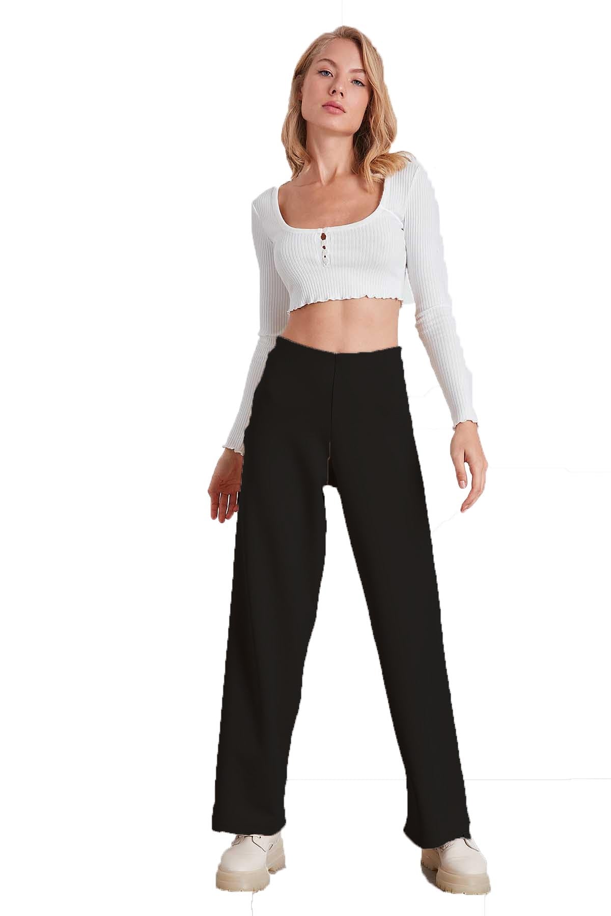 HIGH WAIST KNITTED TROUSERS