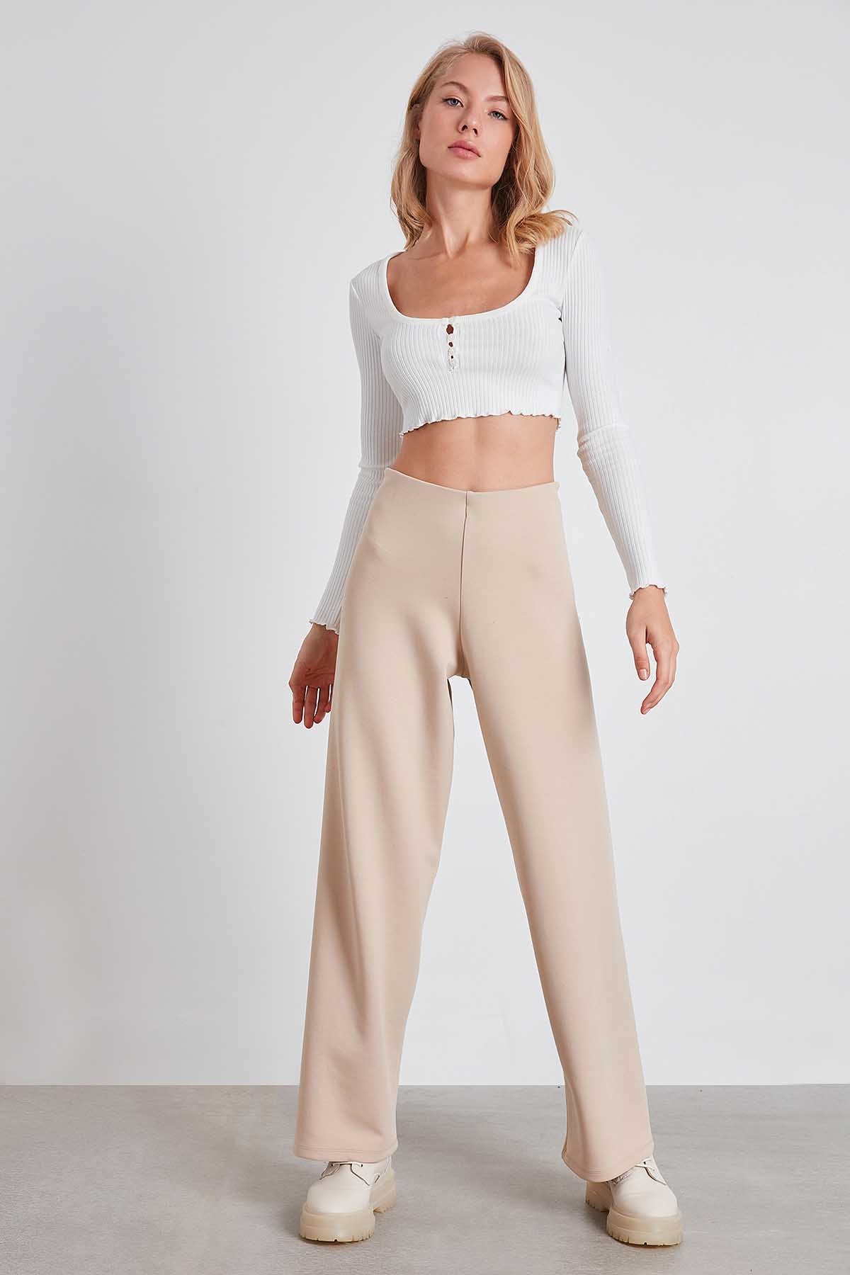 HIGH WAIST KNITTED TROUSERS