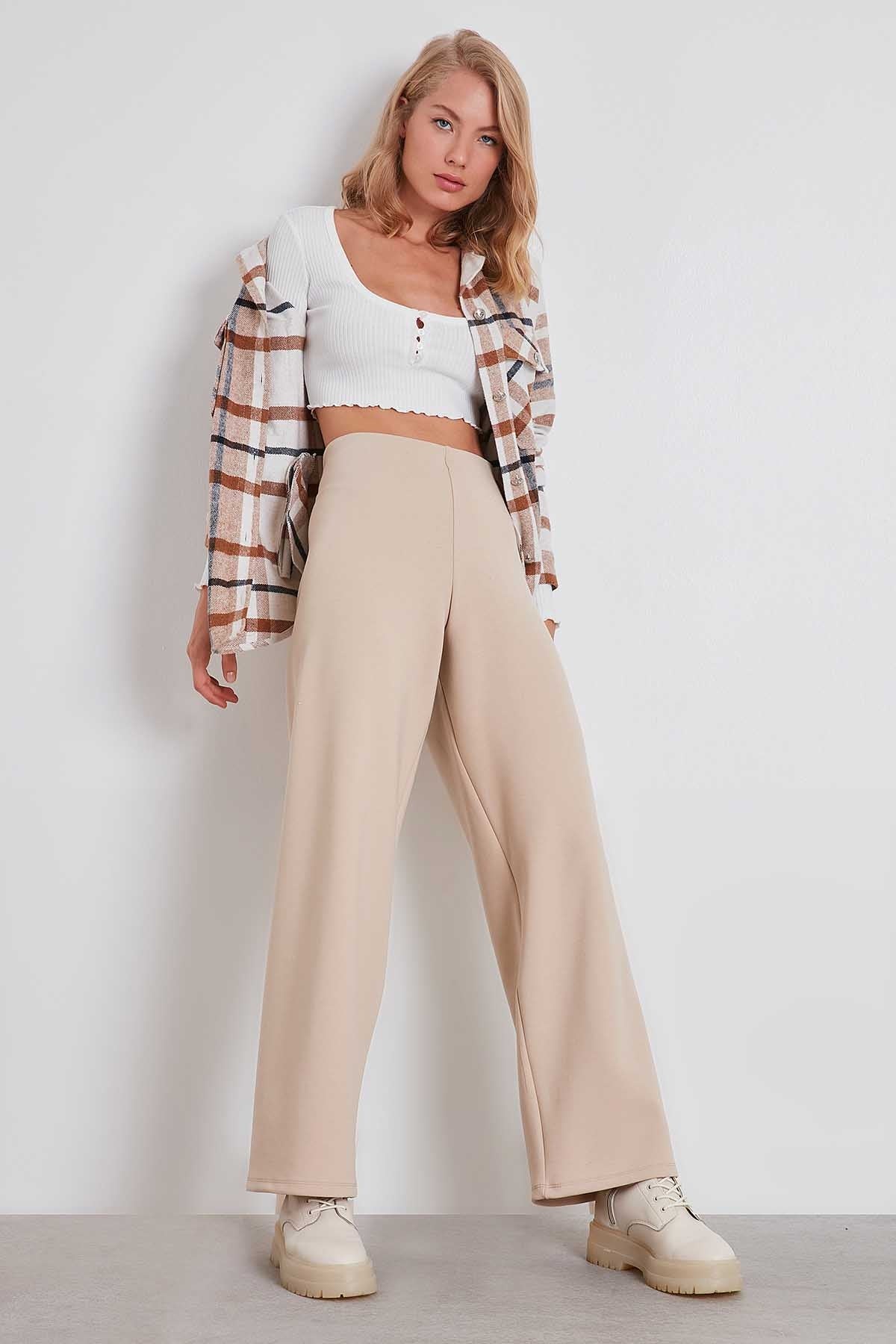 HIGH WAIST KNITTED TROUSERS