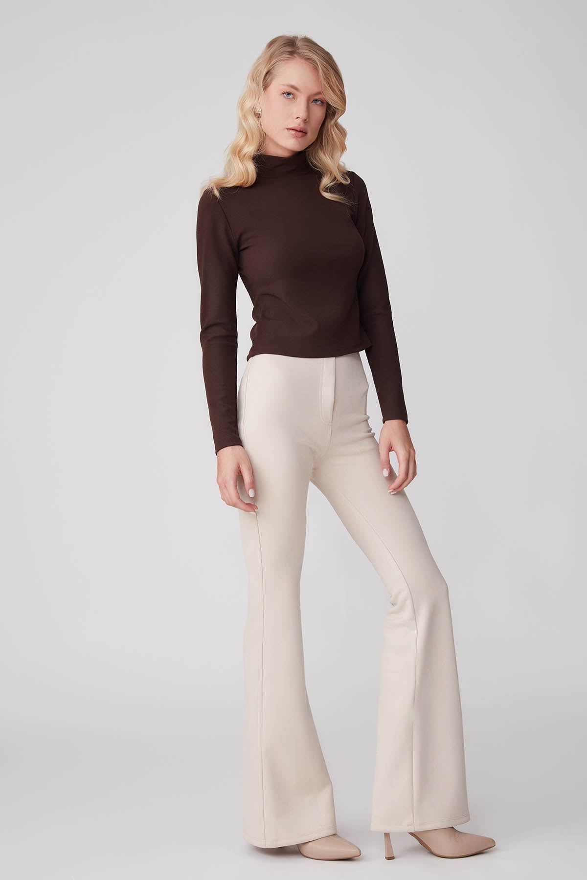 HIGH WAIST SPANISH SUEDE FABRIC TROUSERS