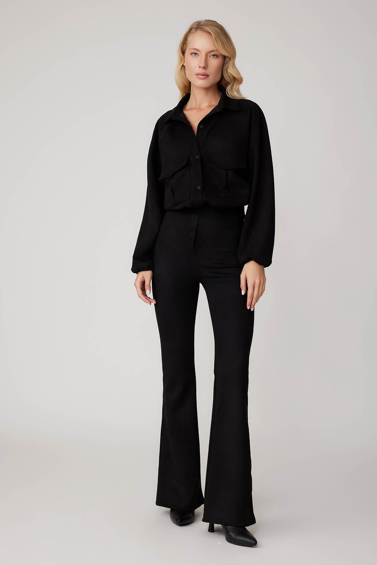 HIGH WAIST SPANISH SUEDE FABRIC TROUSERS