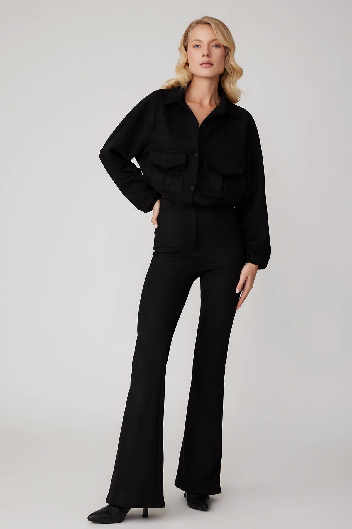 HIGH WAIST SPANISH SUEDE FABRIC TROUSERS