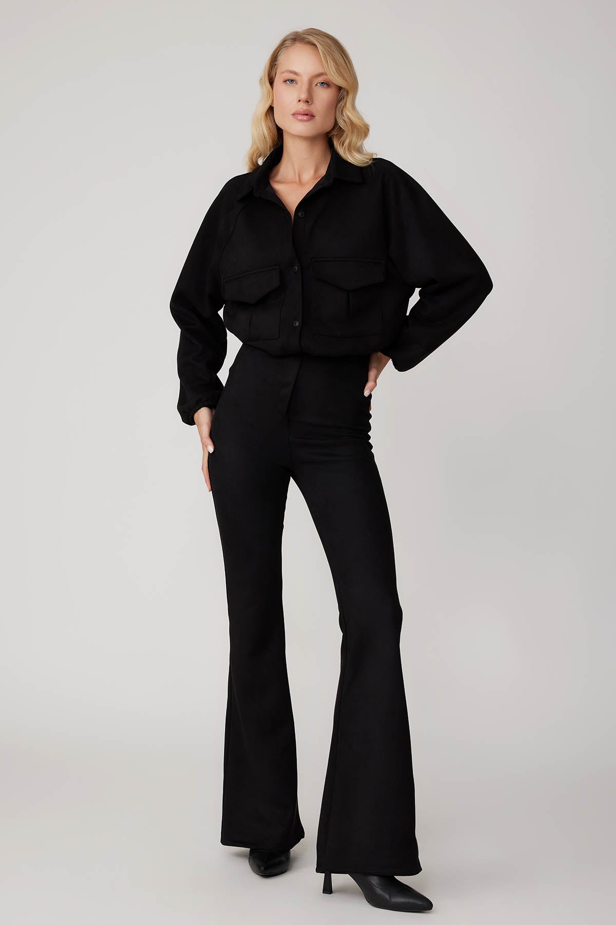 HIGH WAIST SPANISH SUEDE FABRIC TROUSERS