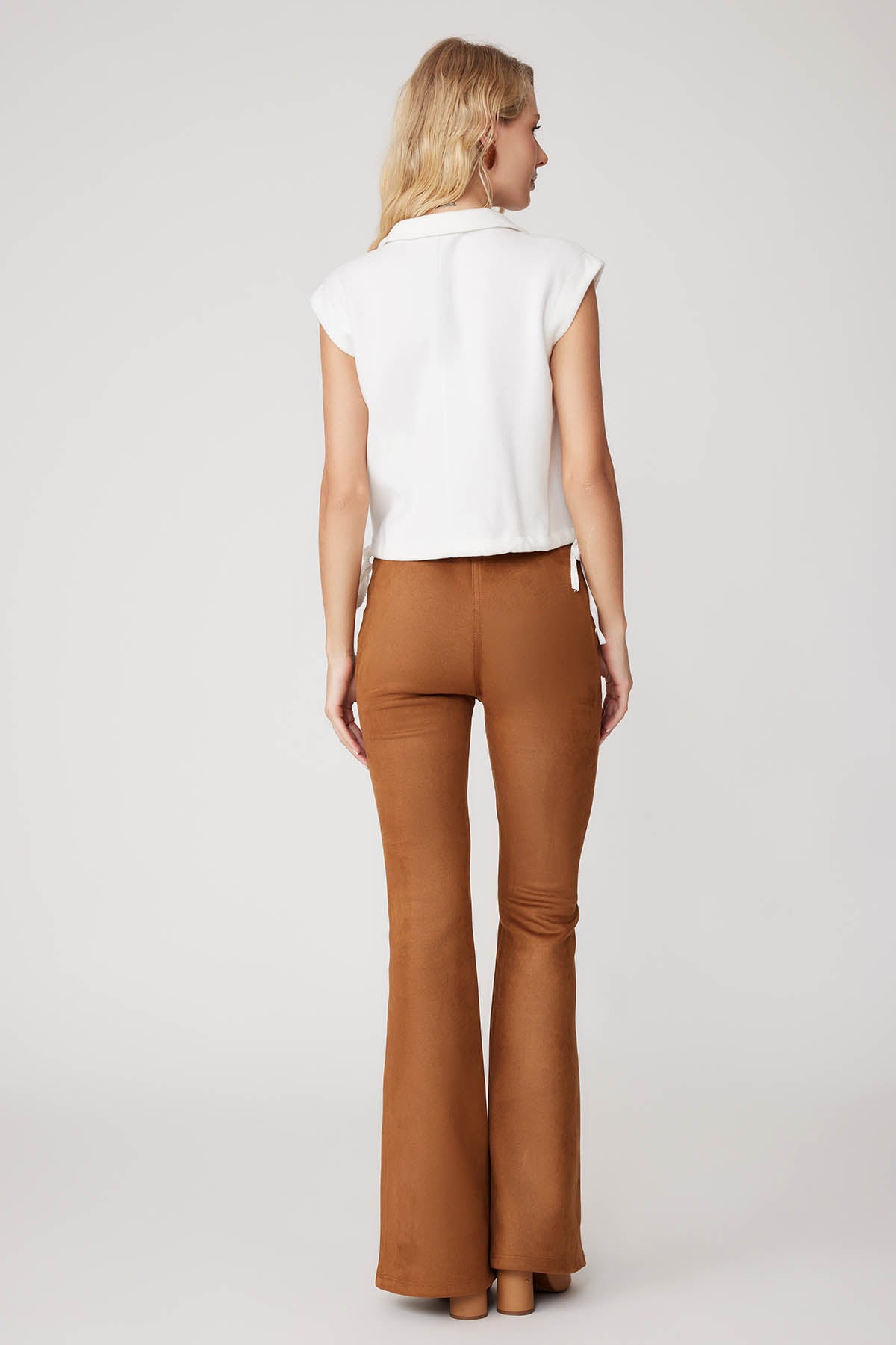 HIGH WAIST SPANISH SUEDE FABRIC TROUSERS
