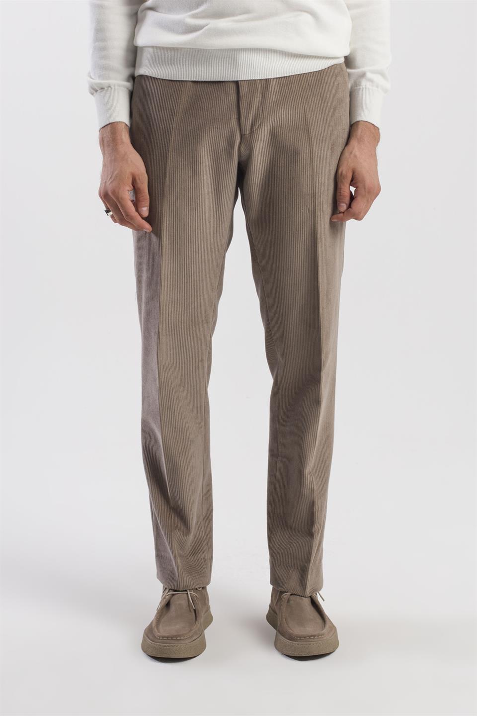 Mink Regular Fit 100% Cotton And Velvet Trousers