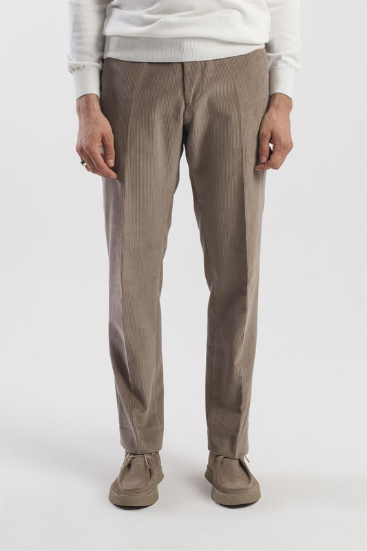 Mink Regular Fit 100% Cotton And Velvet Trousers