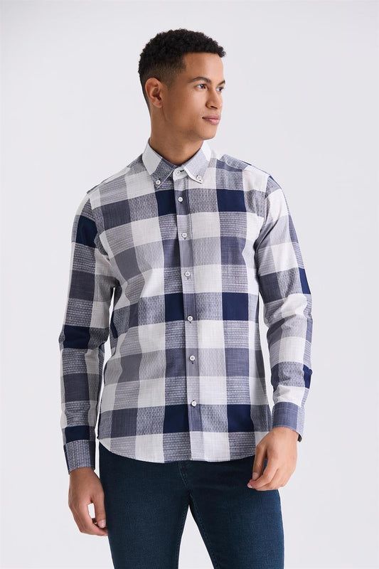 Navy Slim Fit Cotton Shirt