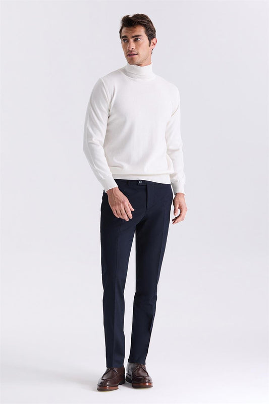 Navy Slim Fit Cloth Trousers