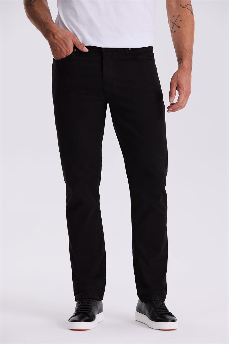 Black Comfort Fit Canvas Sports Trousers