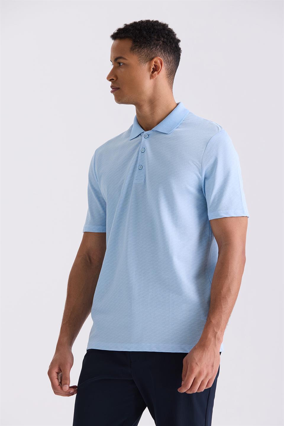 Blue Regular Fit Polo Collar T Shirt