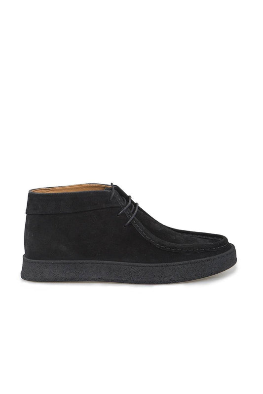 Black 100% Leather Laced Sweat Boot
