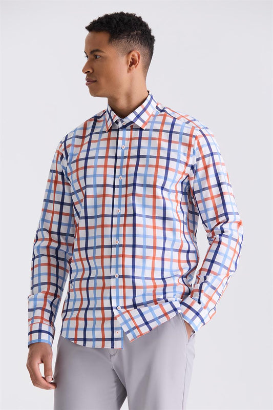 Orange Slim Fit Collar Shirt With Buttons