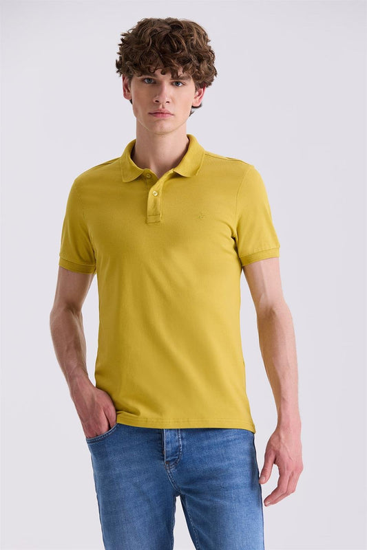 Dark Yellow Slim Fit Polo Collar T Shirt