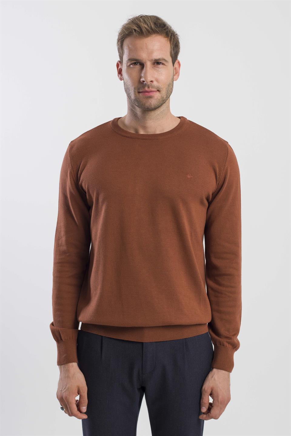 Cinnamon Slim Fit Round Collar Knitted Sweater