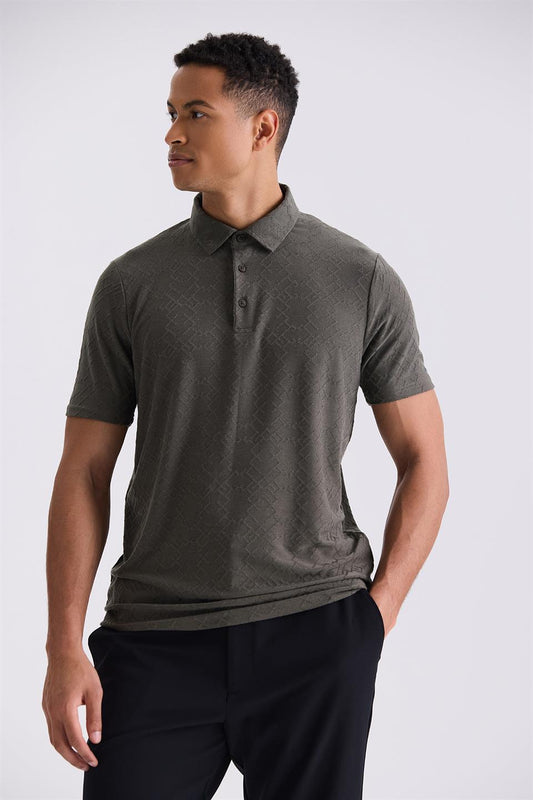 Khaki Slim Fit Polo Collar T Shirt