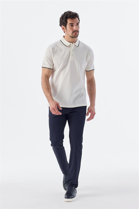 Beige Slim Fit 100% Cotton Polo Collar T Shirt