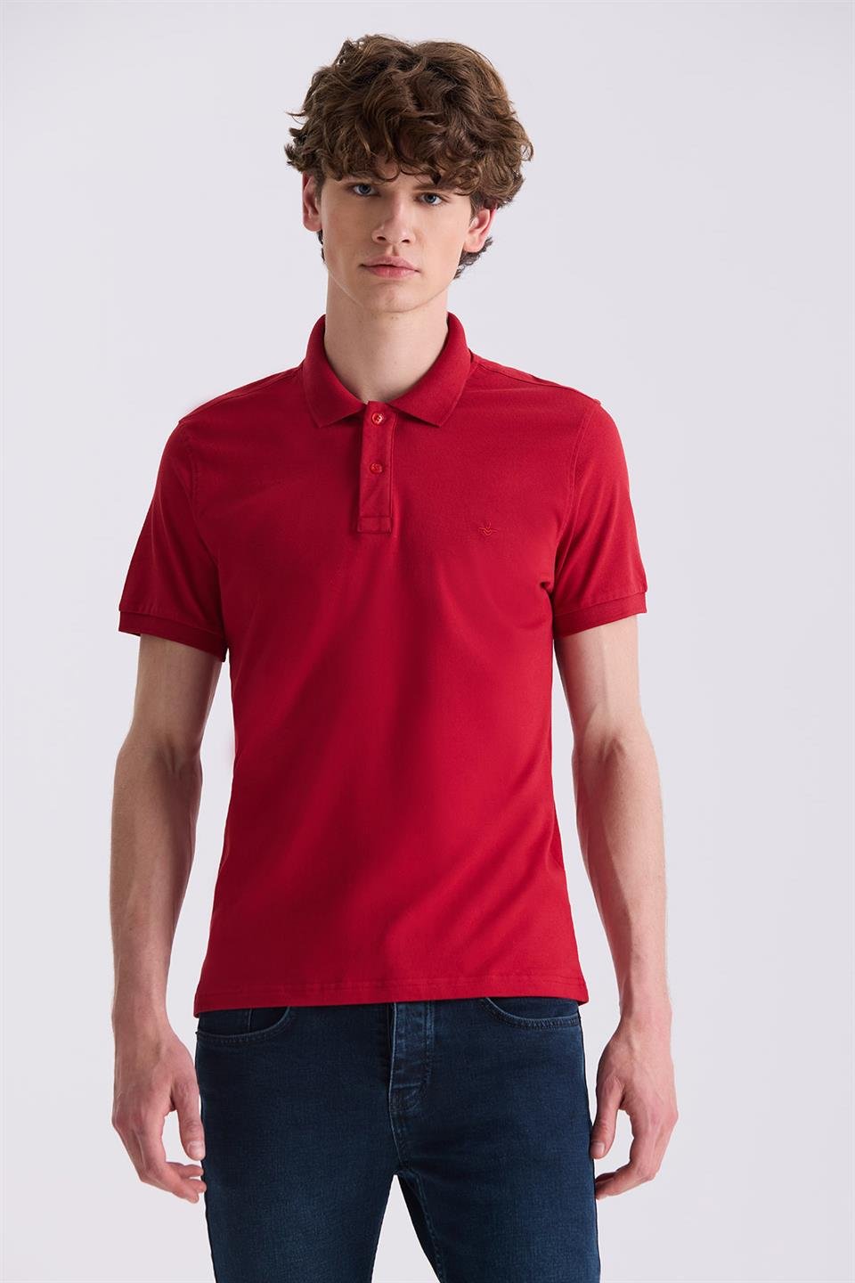 Red Slim Fit Polo Collar T Shirt