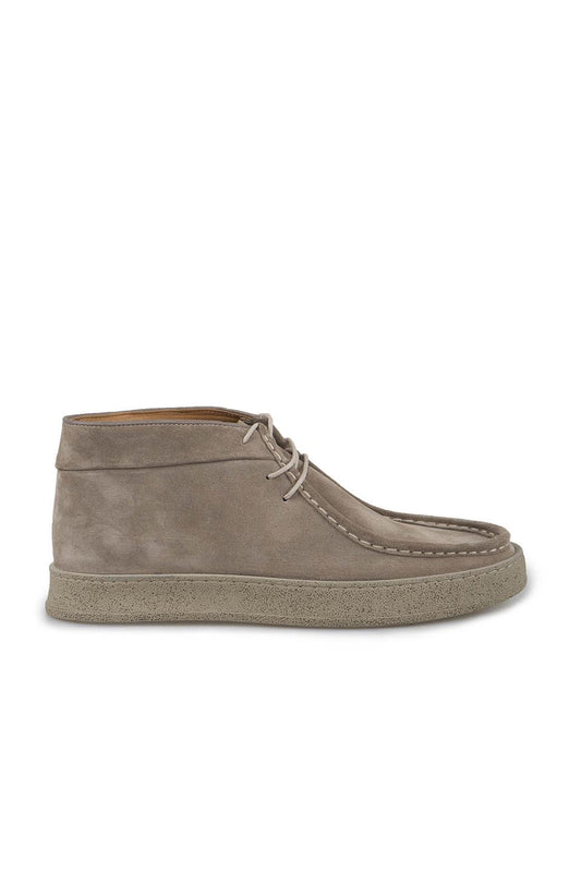 Beige 100% Leather Laced Sweat Boots