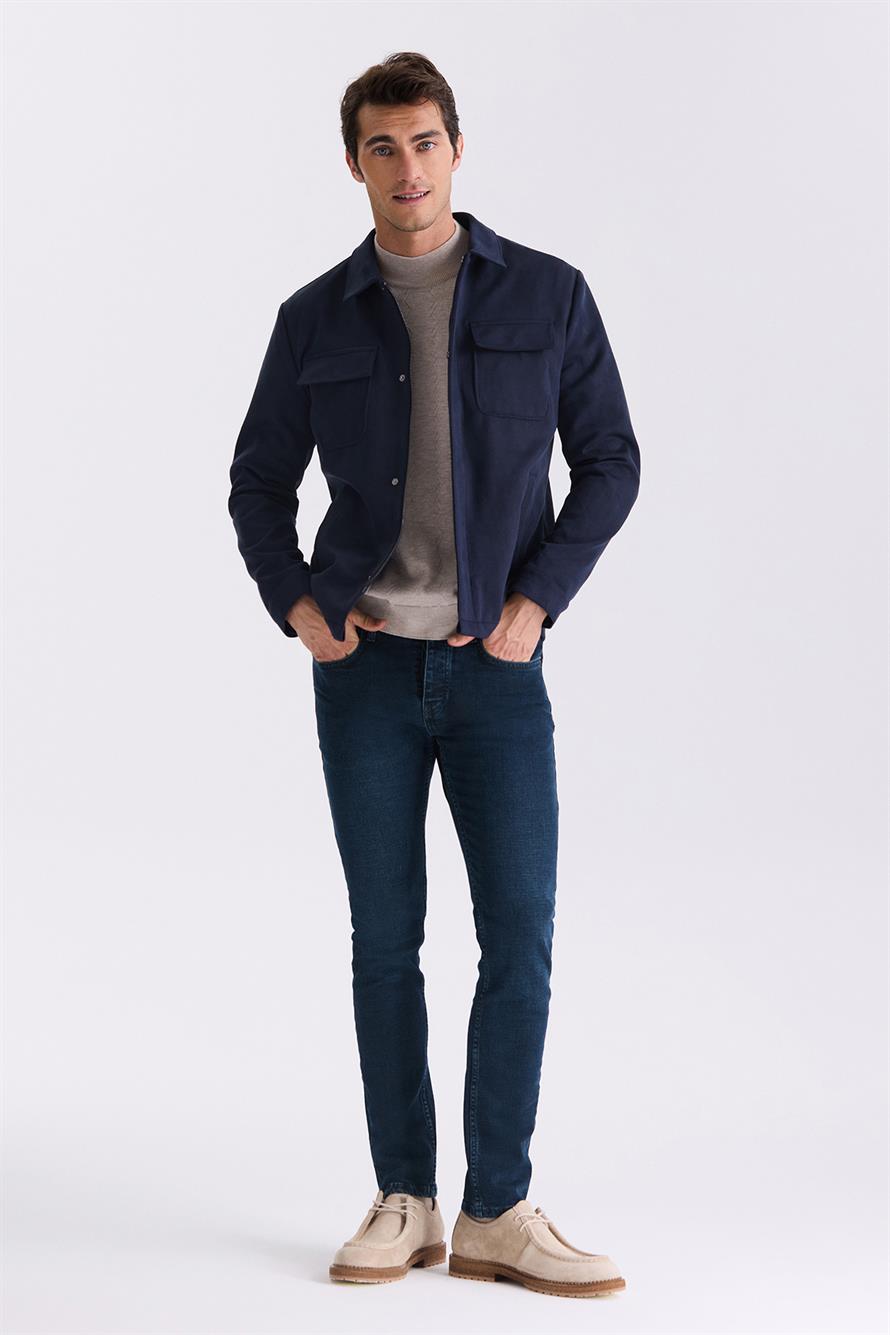 Navy Comfort Fit Baby Collar And Seasonal Jacket