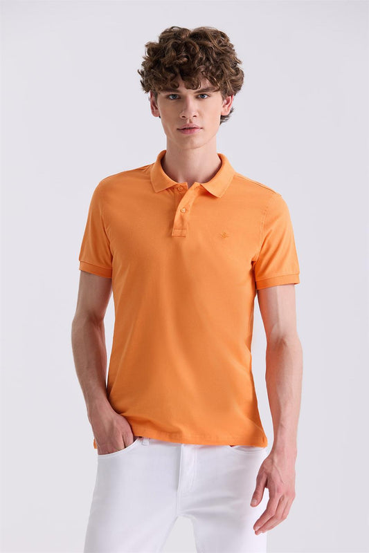 Slim Fit Orange Polo Collar T Shirt