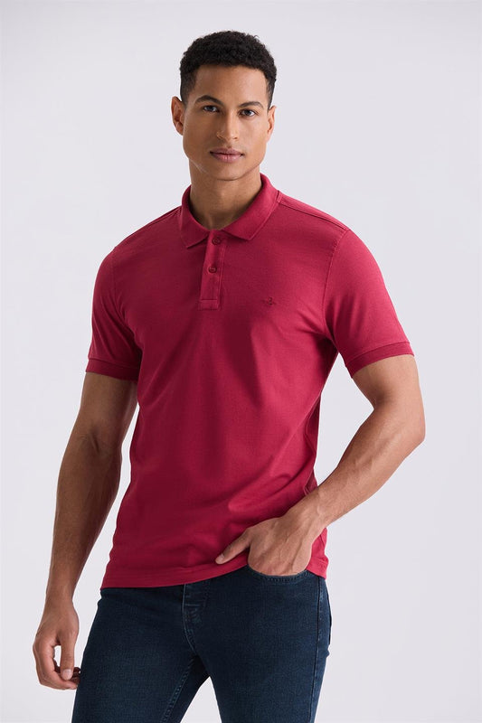 Dried Rose Slim Fit Polo Collar T Shirt