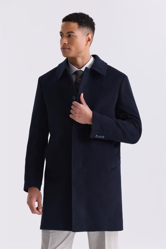 Dark Navy Comfort Fit Shirt Collar Woolly Collar Jacket