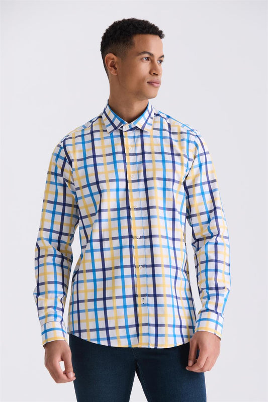 Blue Slim Fit Collar Buttoned Shirt