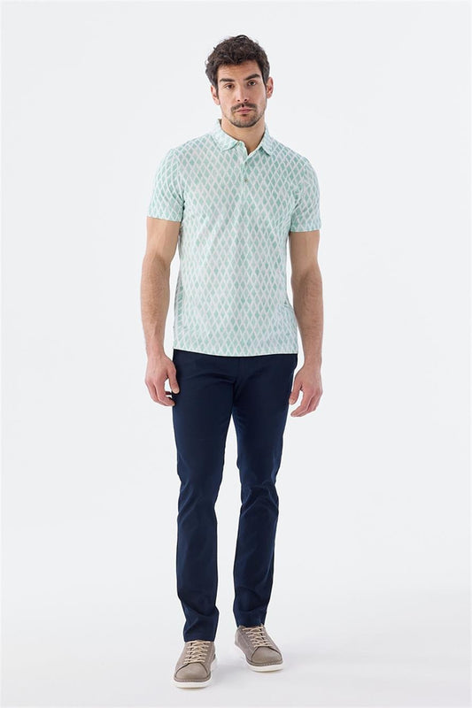 Mint Slim Fit Polo Collar T Shirt