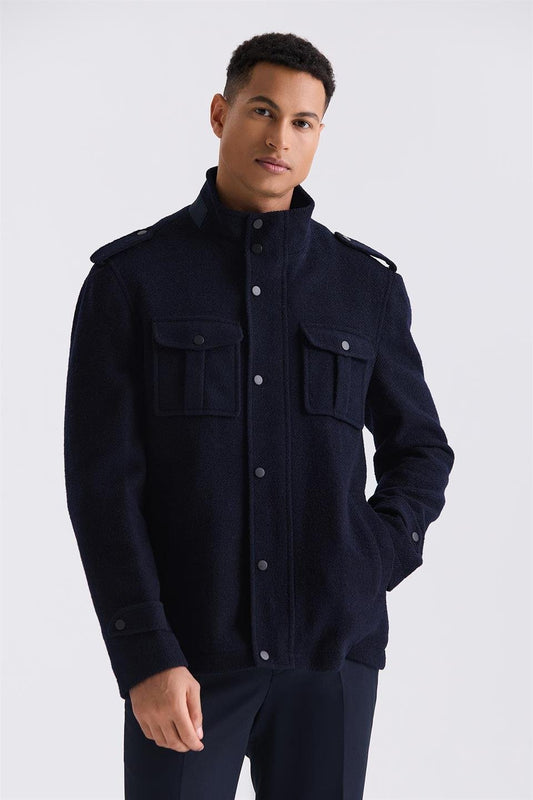 Navy 2 Slim Fit Judge Collar Is A Sports Collar Jacket