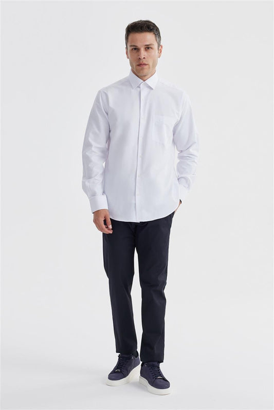 White Classic Fit Classic Collar Pocketed Shirt