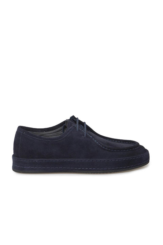 Navy 100% Leather Laced Casual Suede Shoes