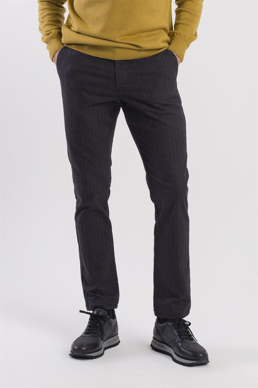 Men's Black Comfort Fit Cotton Side Pocket Trousers