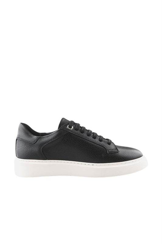Black White 100% Leather Laced Daily Sneaker