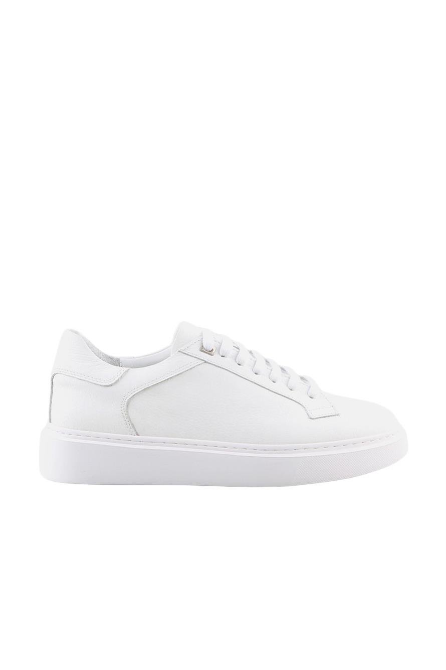 White 100% Leather Laced Everyday Sneaker Shoes