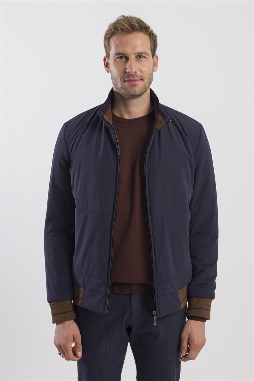 Navy Jacket Comfort Fit with a Straight Collar