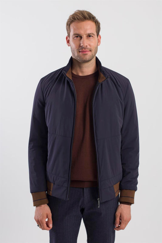 Navy Jacket Comfort Fit with a Straight Collar