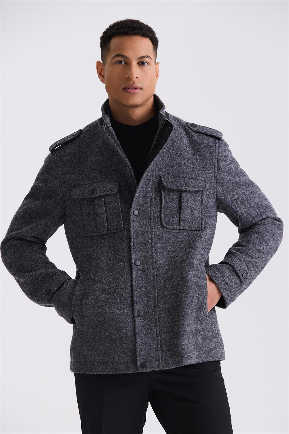 Anthracite Slim Fit Judge Collar Sports Jacket