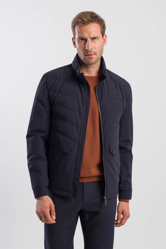 Navy Jacket Comfort Fit with a Straight Collar