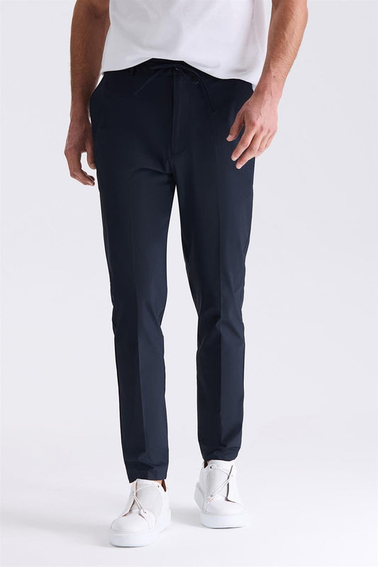 Navy Comfort Fit Elasticated Sports Jogger Trousers