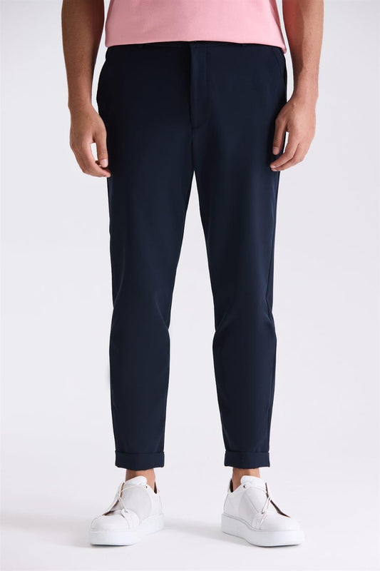 Dark Navy Comfort Fit Elasticated Sports Jogger Trousers
