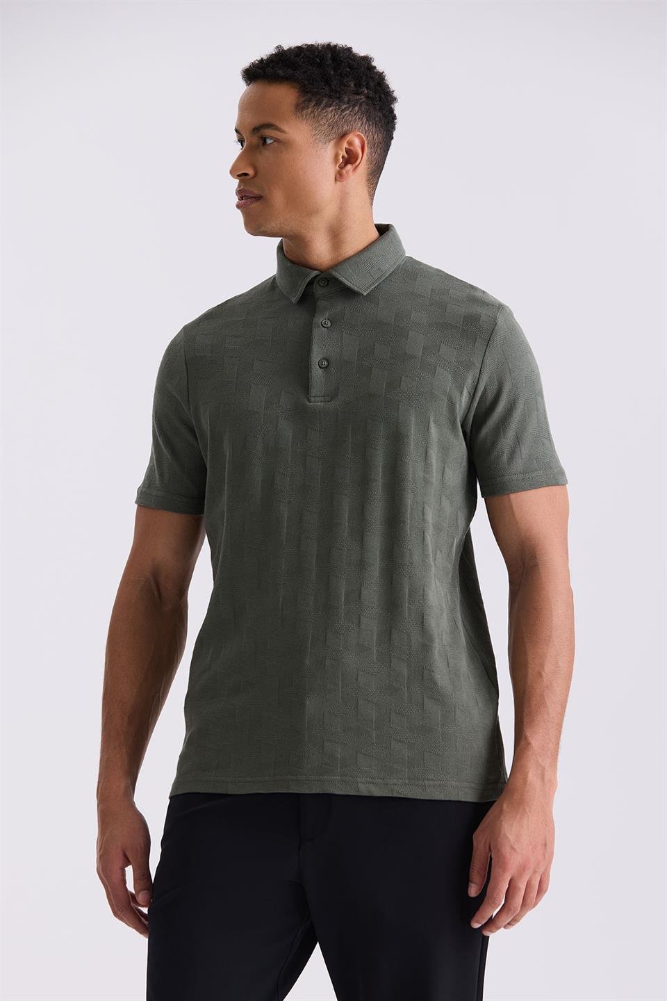 Polo Collar With Khaki Slim Fit Pattern