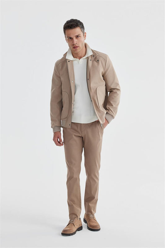 Beige Comfort Fit Casual Jacket