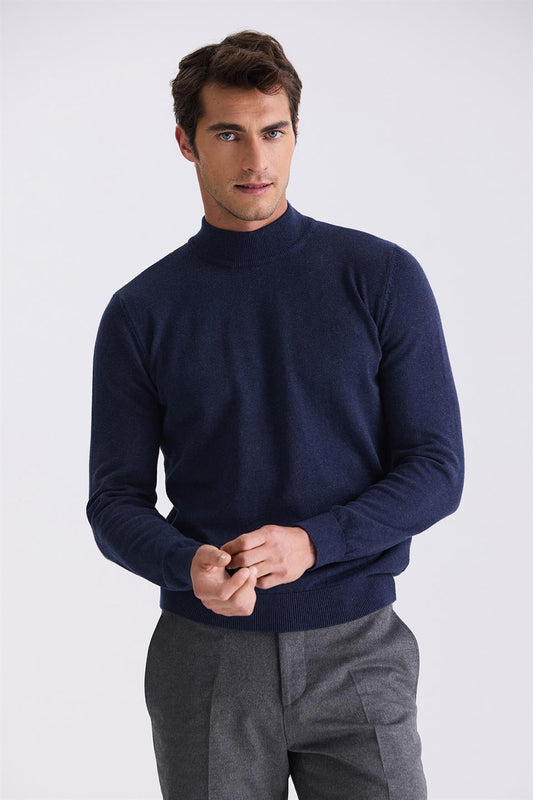 Indigo Slim Fit Half Sailor Knitted Sweater