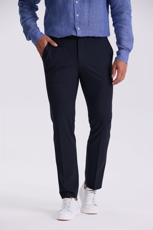 Navy Comfort Fit Bamboo Mixed Comfort Cut Flexible Fabric Trousers