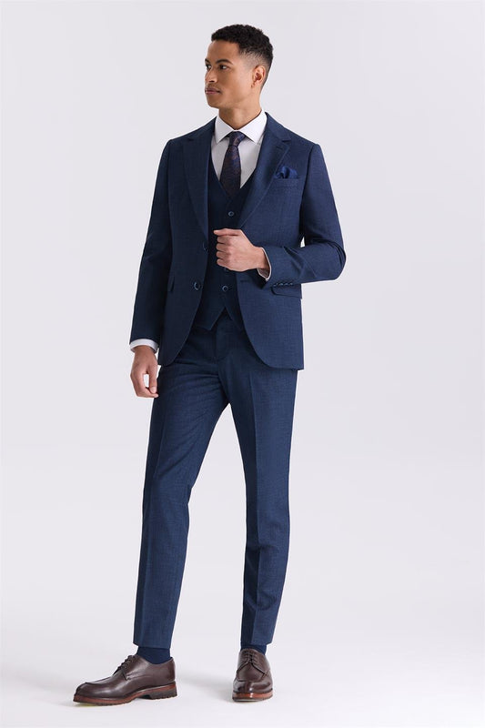 Navy Slim Fit Single Collar Suit With A Coat
