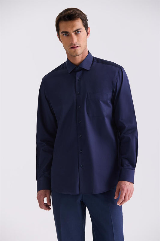 Navy Classic Fit 100% Cotton Shirt