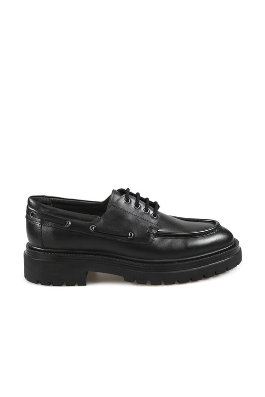 100% Black Leather Laced Oxford Casual Shoes