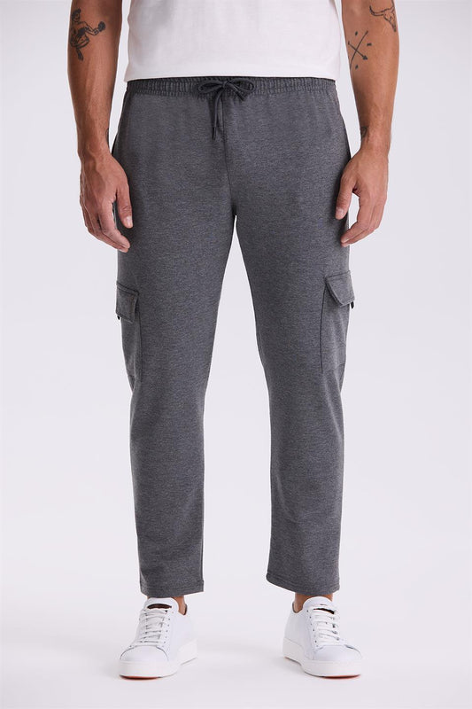 Anthracite Slim Fit Pocketed Cotton Lycra Tracksuit