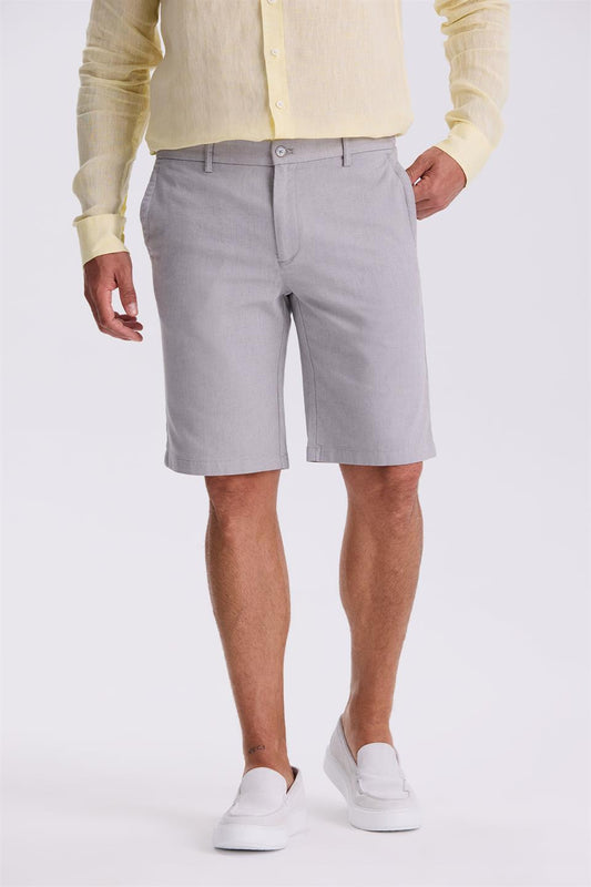 Grey Comfort Fit Linen Cotton Shorts with a Comfy Cut
