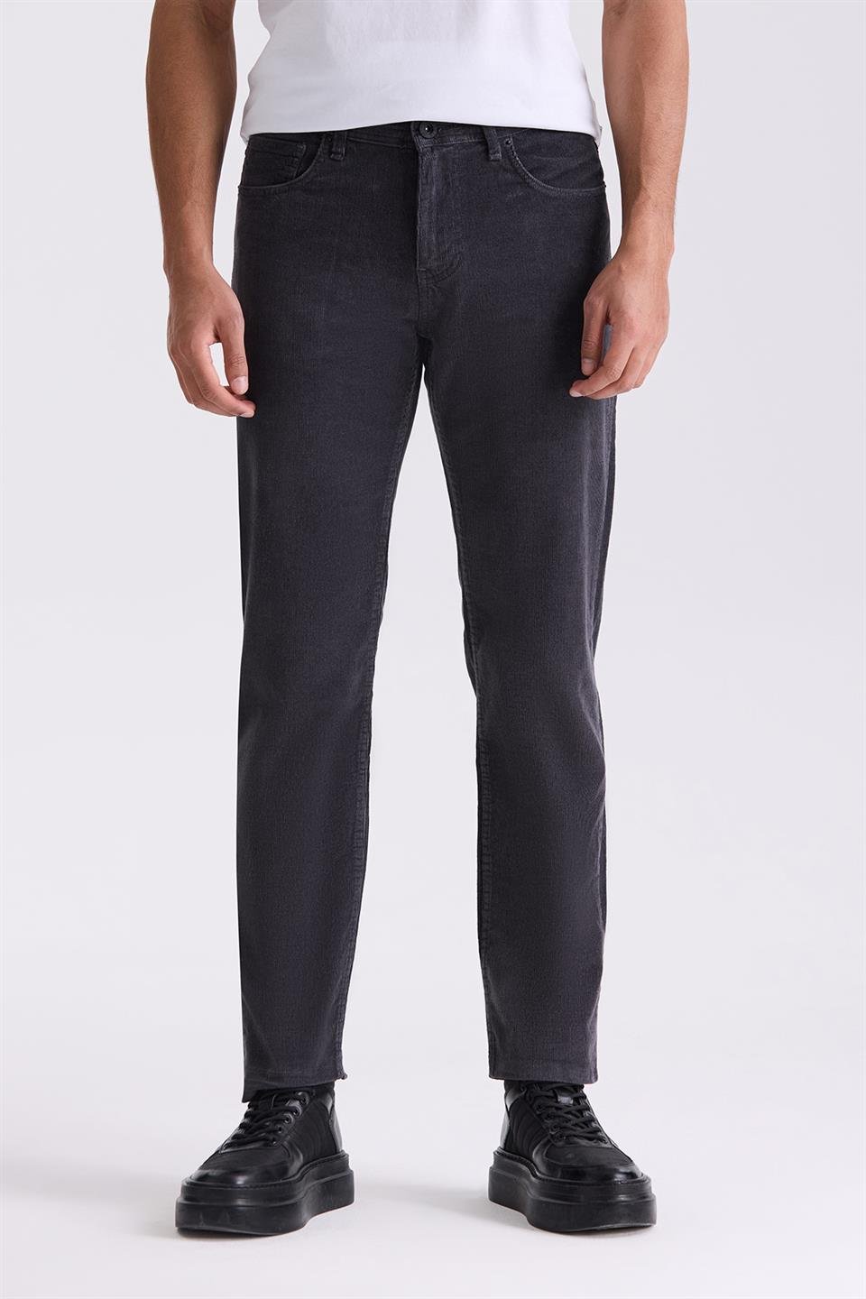 Regular Fit Lycra Velvet Trousers with Grey Cotton